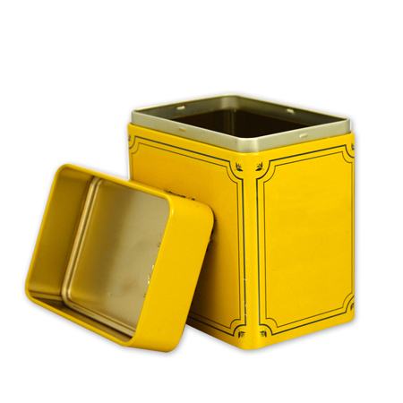 tea tin with yellow painting